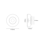 Clérachic wall light dimension drawing, every measurement marked in centimetres and inches.