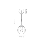 Clérachic wall sconce dimension drawing, 2, every measurement marked in centimetres and inches.