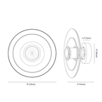 Clérachic wall sconce dimension drawing, 23 cm, every measurement marked in centimetres and inches.