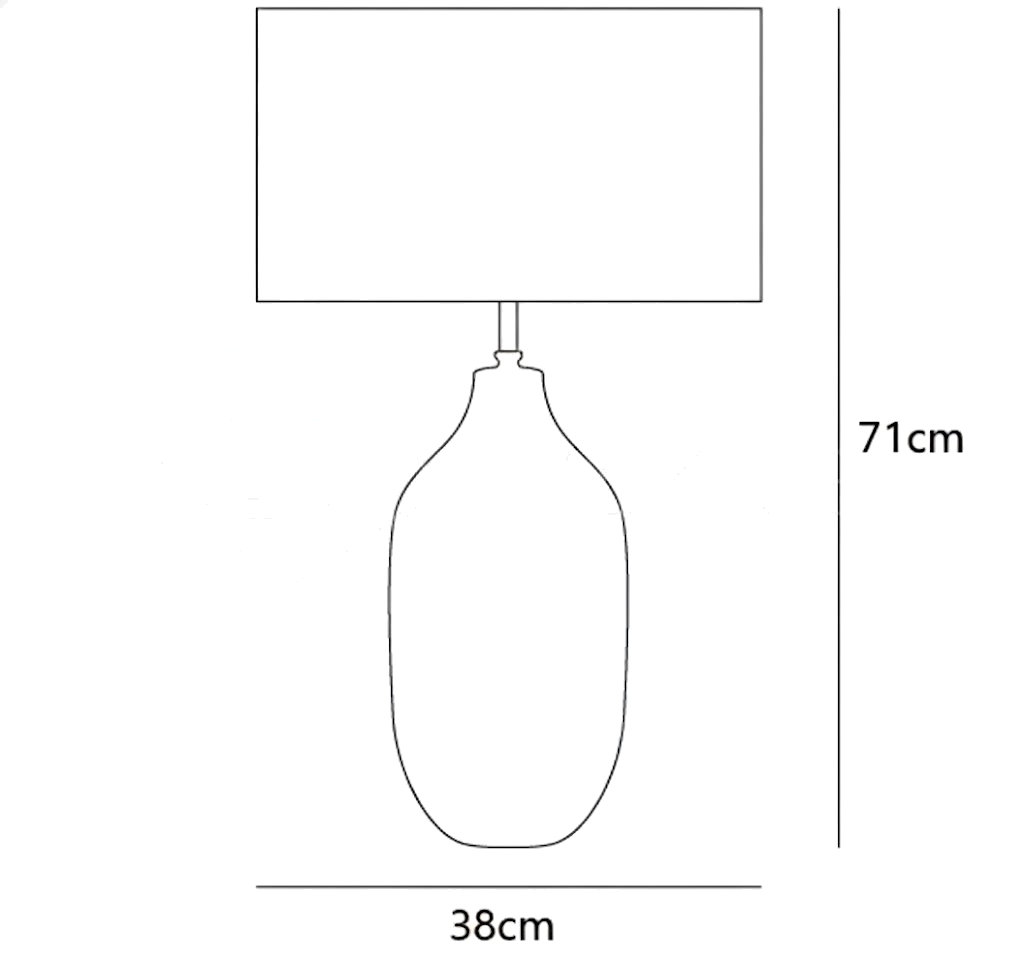 Dimension drawing of this Clérachic table lamp, with its height and shade width marked.