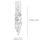 Dimension drawing of this Clérachic chandelier in its slim column form, with its 230 cm height and 80 cm width marked.