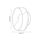 Dimension drawing for the Clérachic Glim Round Alabaster Wall Sconce, 25 cm (9.8″) across and 8 cm (3.1″) deep.