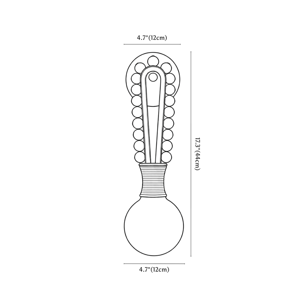 Clérachic wall light dimension drawing, every measurement marked in centimetres and inches.