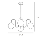 Dimension drawing of this Clérachic chandelier, with its height and width marked.
