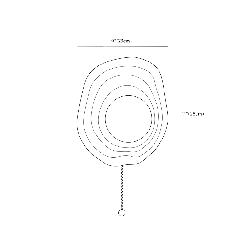 Clérachic wall light dimension drawing, every measurement marked in centimetres and inches.