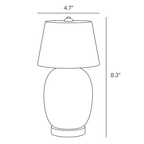 Dimension drawing of this Clérachic table lamp, with its height and shade width marked.