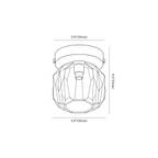 Clérachic ceiling light dimension drawing, 1 of 2, every measurement marked in centimetres and inches.