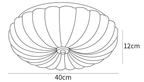 Clérachic ceiling light dimension drawing, every measurement marked in centimetres and inches.