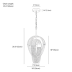 Clérachic chandelier dimension drawing, 26 cm × 52 cm, every measurement marked in centimetres and inches.