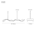 Clérachic chandelier dimension drawing, 200 cm, every measurement marked in centimetres and inches.