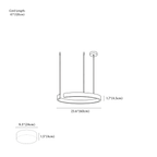 Clérachic chandelier dimension drawing, 1 Ring, 60 cm, 36 W, every measurement marked in centimetres and inches.