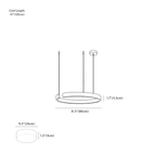 Clérachic chandelier dimension drawing, 1 Ring, 80 cm, 48 W, every measurement marked in centimetres and inches.