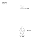 Clérachic pendant light dimension drawing, every measurement marked in centimetres and inches.