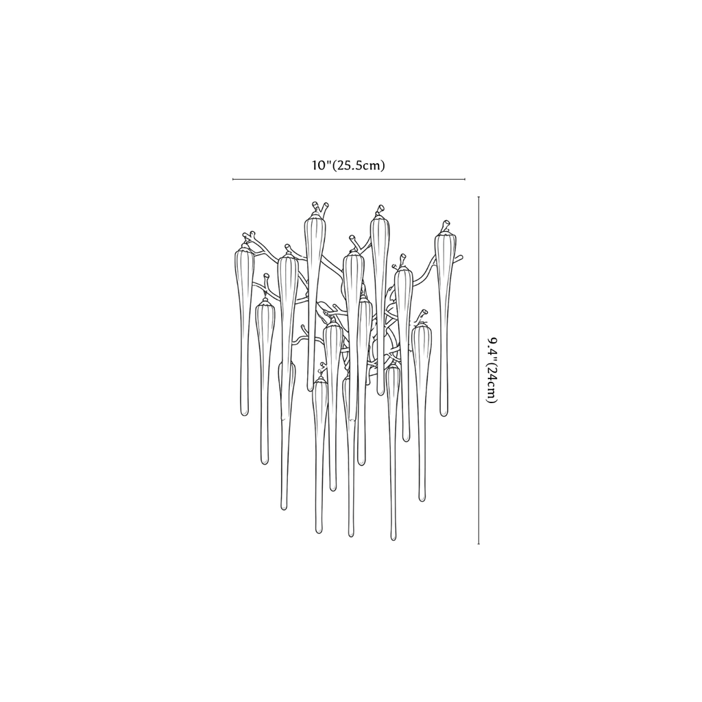 Clérachic wall light dimension drawing, Small - 25.5 cm - 15 W, every measurement marked in centimetres and inches.