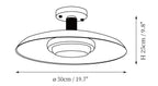 Dimension drawing of this Clérachic ceiling light, with its height and width marked.
