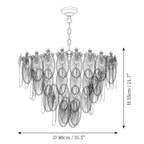 Clérachic pendant light dimension drawing, 4 of 4, every measurement marked in centimetres and inches.