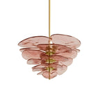 Pink Clérachic chandelier on white, its dusty-rose petals in six or seven tiers tapering to a point.
