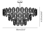 Dimension drawing of this Clérachic pendant in the 80 cm size, with its height and width marked.