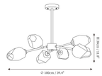 Dimension drawing of this Clérachic chandelier, with its height and width marked.