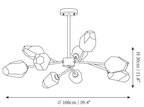 Dimension drawing of this Clérachic chandelier in its nine-arm form, with its height and width marked.