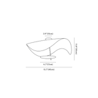 Clérachic ceiling light dimension drawing, 1 of 3, every measurement marked in centimetres and inches.