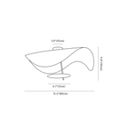 Clérachic ceiling light dimension drawing, 3, every measurement marked in centimetres and inches.
