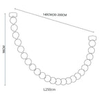 Dimension drawing of this Clérachic pendant, with its height and width marked for one 250 cm strand.