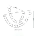 Dimension drawing of this Clérachic pendant with two strands, with their lengths and overall height marked.