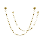 Two strands of frosted spheres on gold links swing from four brass ceiling plates on white, shown for this Clérachic pendant.