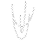 Outline drawing of this Clérachic pendant with several tall strands of large spheres and shorter ones in the middle.