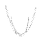 Line drawing of two long strands of this Clérachic pendant beside a shorter strand, hanging in a deep curve.