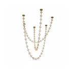 Cut-out of this Clérachic pendant with four strands of clear spheres meeting at a low point, the gold links barely visible.