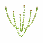 A green version of this Clérachic pendant on white, with five strands of different heights meeting in a point at the bottom.