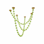 Cut-out of this Clérachic pendant in pale green with five strands, the green spheres lighter than in other views.