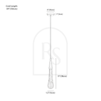 Clérachic pendant light dimension drawing, A, Round Base, 4 cm × 28 cm, every measurement marked in centimetres and inches.