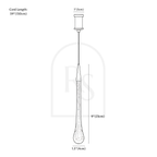 Clérachic pendant light dimension drawing, C, Small Base, 4 cm × 23 cm, every measurement marked in centimetres and inches.