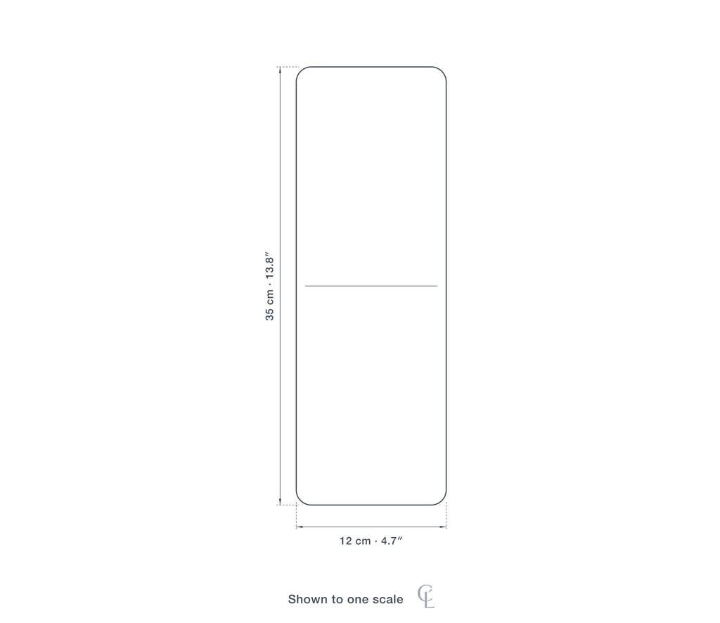 Technical dimension drawing of the Clérachic Gold Pendant Light for Kitchen Island, Alabaster Teardrop, 35 cm — 12 × 35 cm (4.7 × 13.8″), drawn to scale.