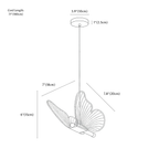 Clérachic pendant light dimension drawing, 1 Head, every measurement marked in centimetres and inches.
