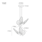 Clérachic pendant light dimension drawing, 2 Heads, every measurement marked in centimetres and inches.