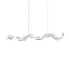Wavy acrylic pendant with a thin gold line along its length, suspended on two wires, shown on white as a Clérachic product shot.