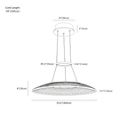 Clérachic chandelier dimension drawing, 1 Ring, 60 cm, 46 W, every measurement marked in centimetres and inches.