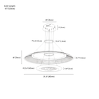 Clérachic chandelier dimension drawing, 2 Rings, 60 cm + 80 cm, 85 W, every measurement marked in centimetres and inches.