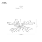 Clérachic chandelier dimension drawing, 80 cm, every measurement marked in centimetres and inches.