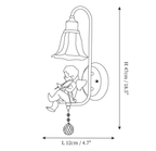 Clérachic wall light dimension drawing, 3 of 4, every measurement marked in centimetres and inches.