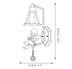 Clérachic wall light dimension drawing, 4 of 4, every measurement marked in centimetres and inches.