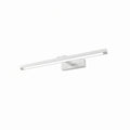 Clérachic wall lamp in white, its LED strip lit along the slim bar and rectangular wall base, shown on white.