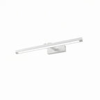 Clérachic wall lamp in white, its LED strip lit along the slim bar and rectangular wall base, shown on white.