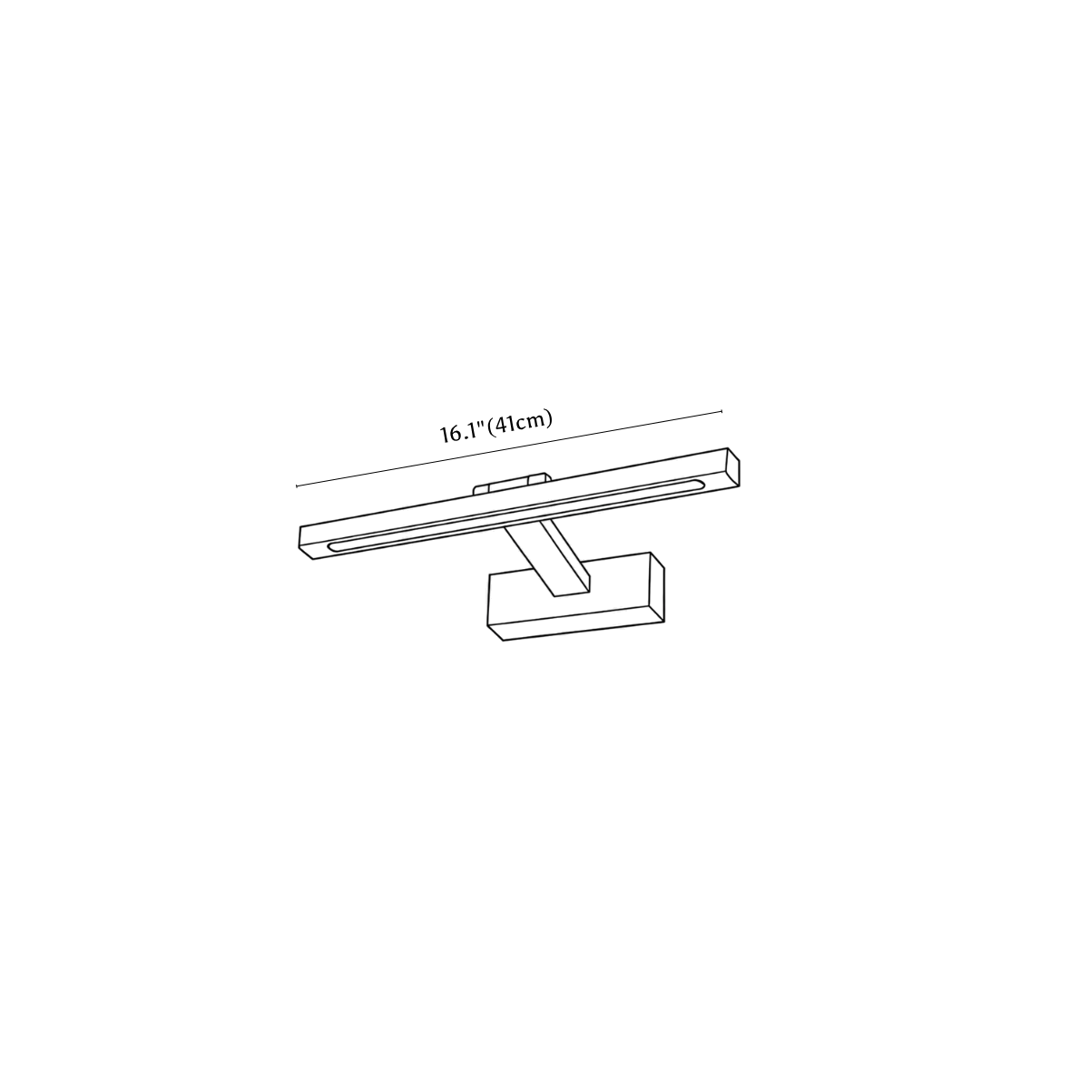 Clérachic wall light dimension drawing, 1 of 4, every measurement marked in centimetres and inches.