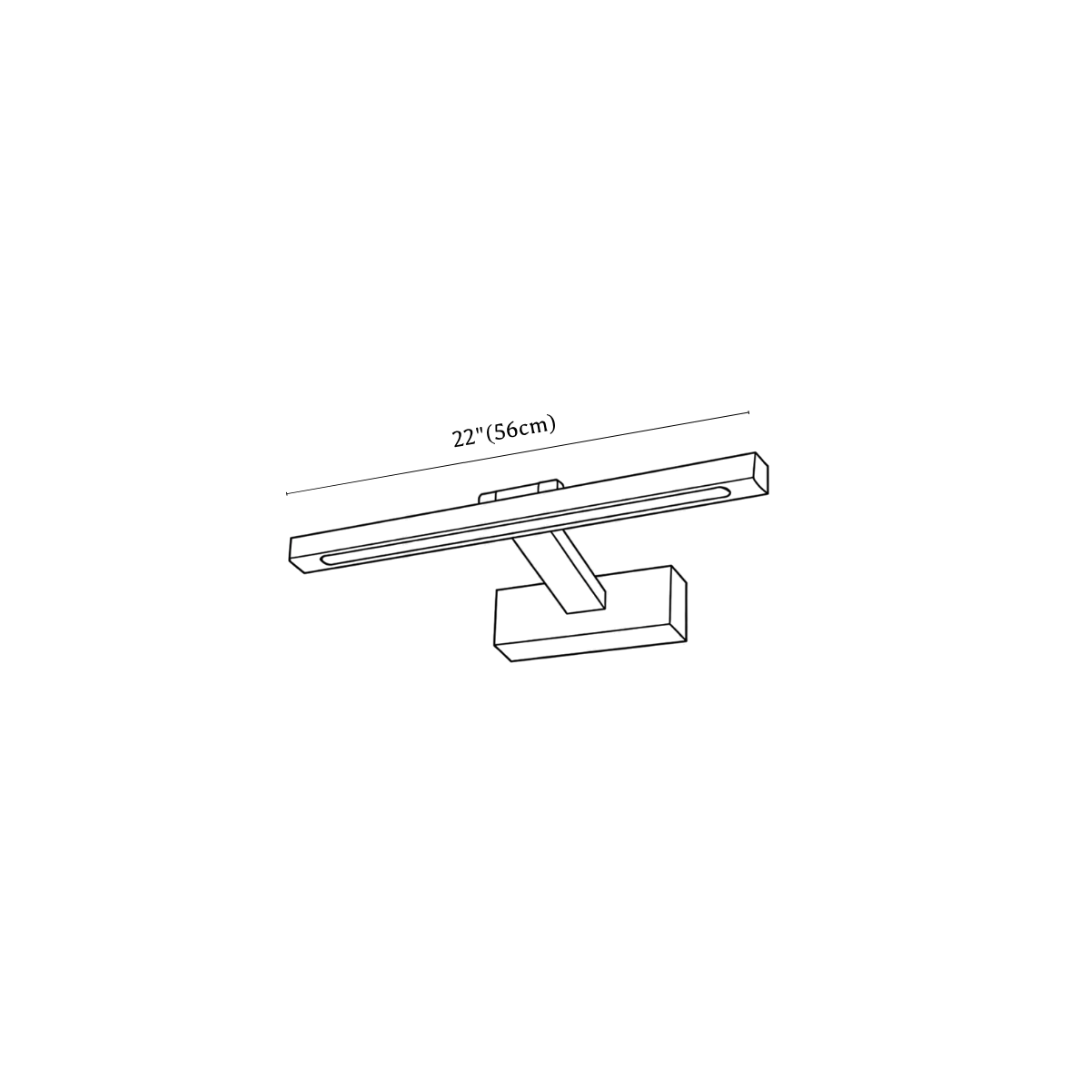 Clérachic wall light dimension drawing, 2, every measurement marked in centimetres and inches.