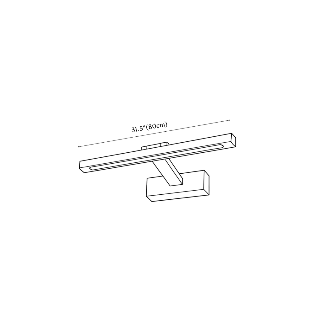 Clérachic wall light dimension drawing, 3, every measurement marked in centimetres and inches.